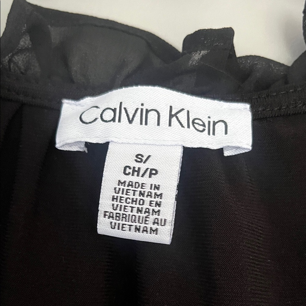 Calvin Klein Black Ruffle Top Size Small - Picture 2 of 5